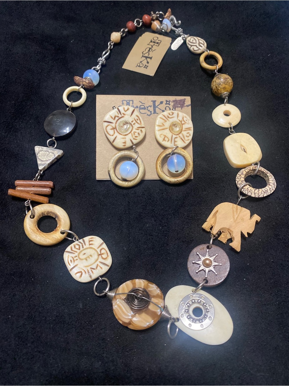 Ivory-Inspired Statement Necklace and Earring Set